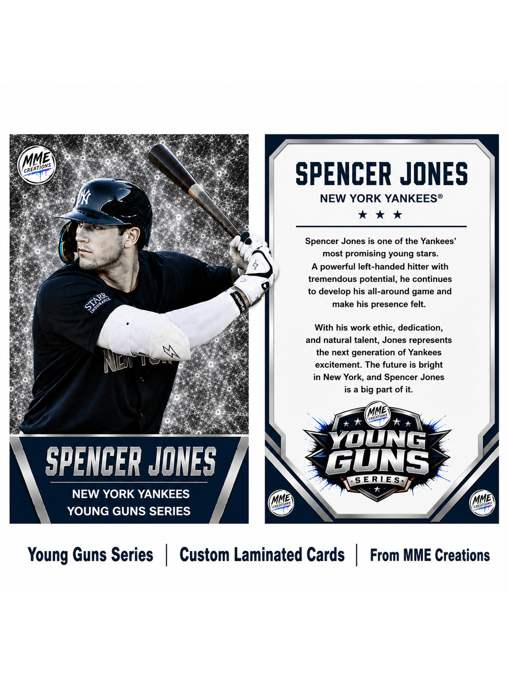 4229 Spencer Jones | Young Guns | Laminated Custom Baseball Card | Silver Ice